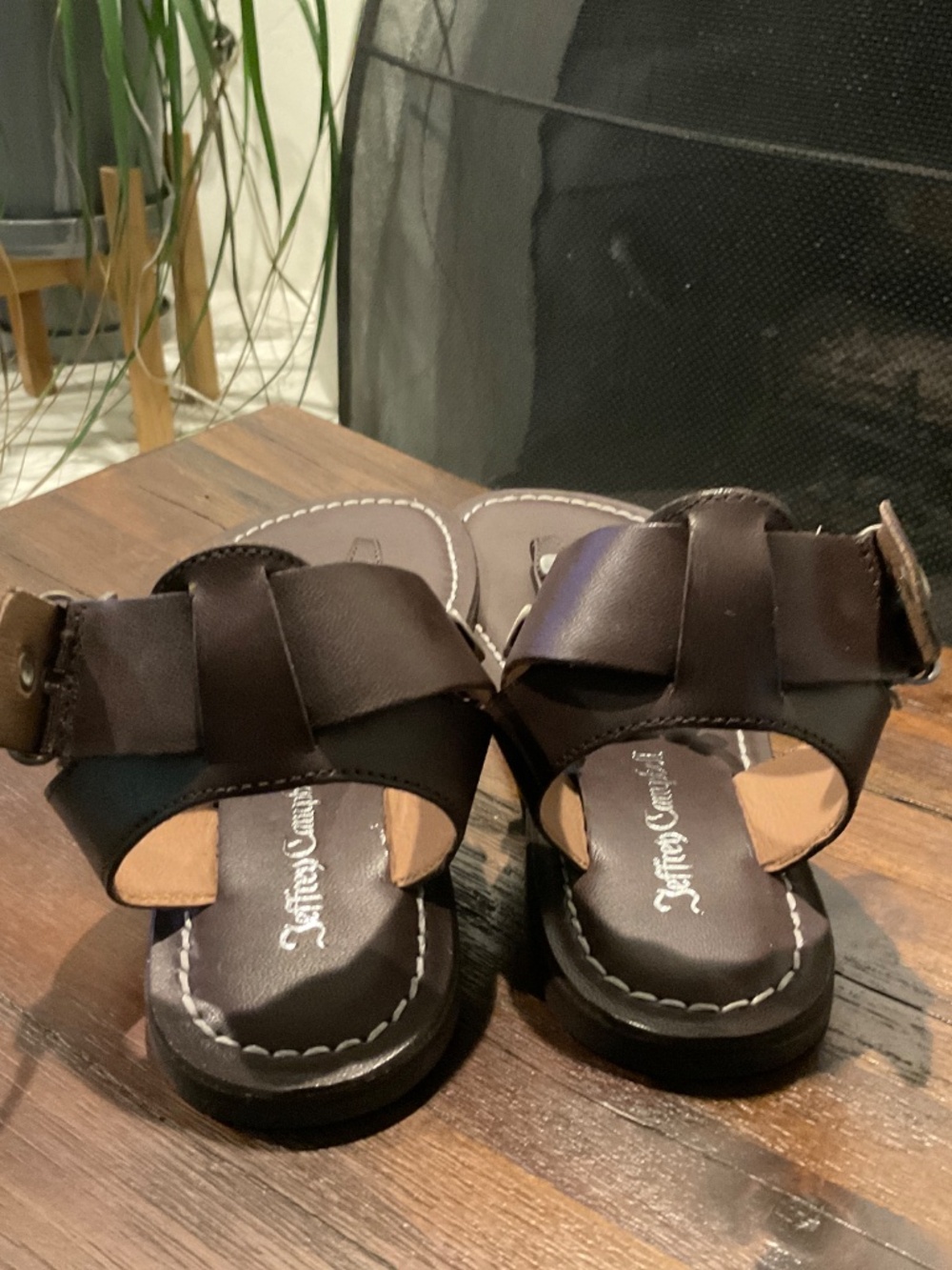 Jeffrey Campbell Leif Sandal Leather Dark Brown Size 7 - Picture 3 of 7
